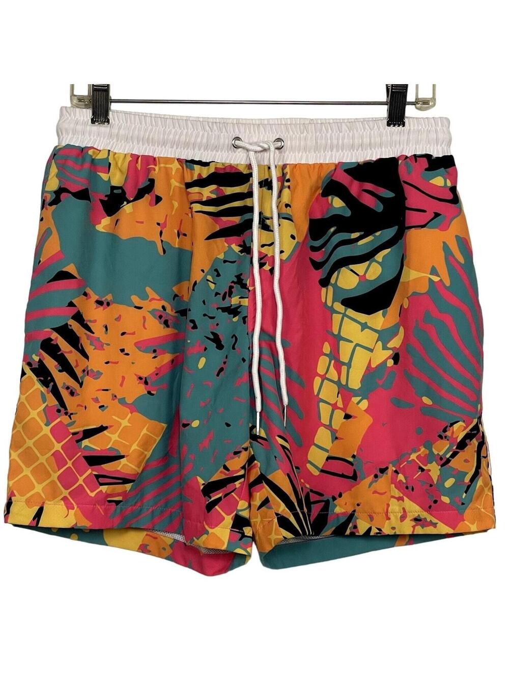 B Fresh Summer Jam 80's Style Swim Trunks Medium
